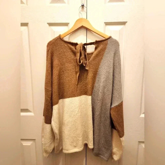 Perch by Blu Pepper Women's Back Necktie Colorblock Sweater-Size2X/3X-NWOT 🍂❄️ - Picture 2 of 6